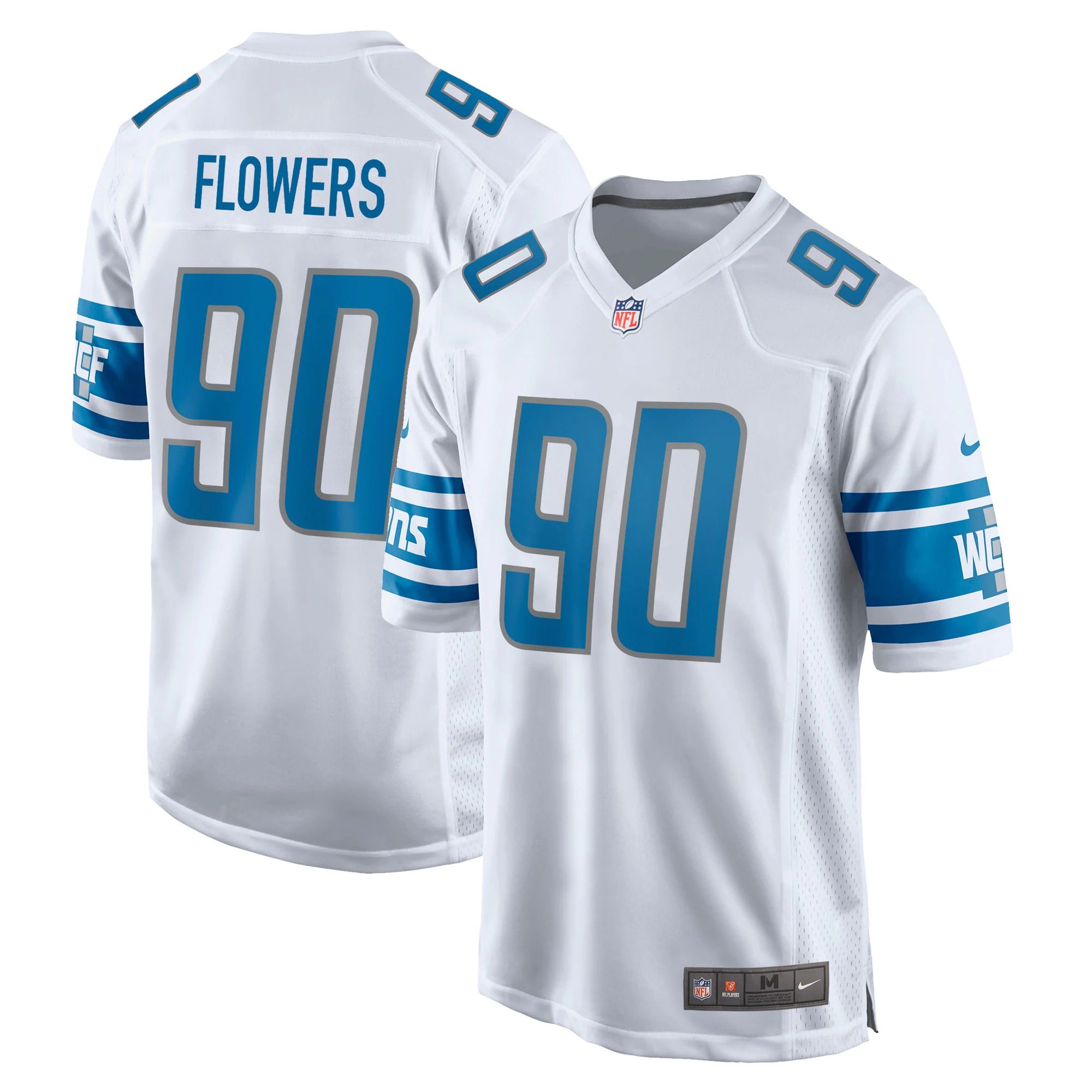 Men Detroit Lions #90 Trey Flowers Nike White Game Player NFL Jersey